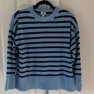 J. Crew Navy and Light Blue Striped Sweater